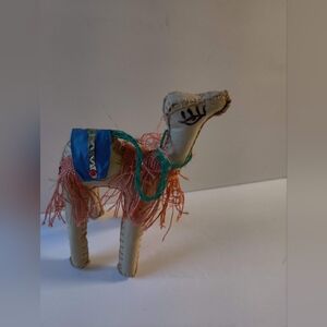 Vintage Stitched Leather Camel Figurine Saddle Egypt Desert Decor